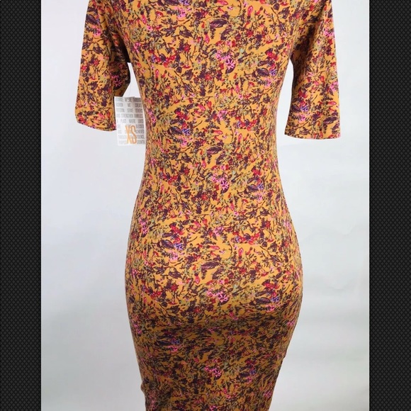 Lularoe Julia Dress sz xs Bodycon Floral Knit - Picture 5 of 6